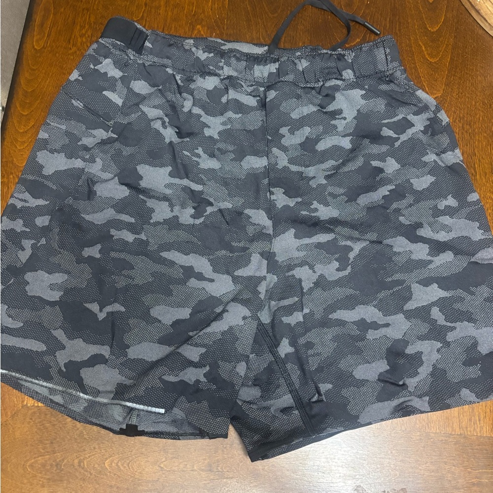 lululemon athletica Black Gray Camo Athletic Shorts